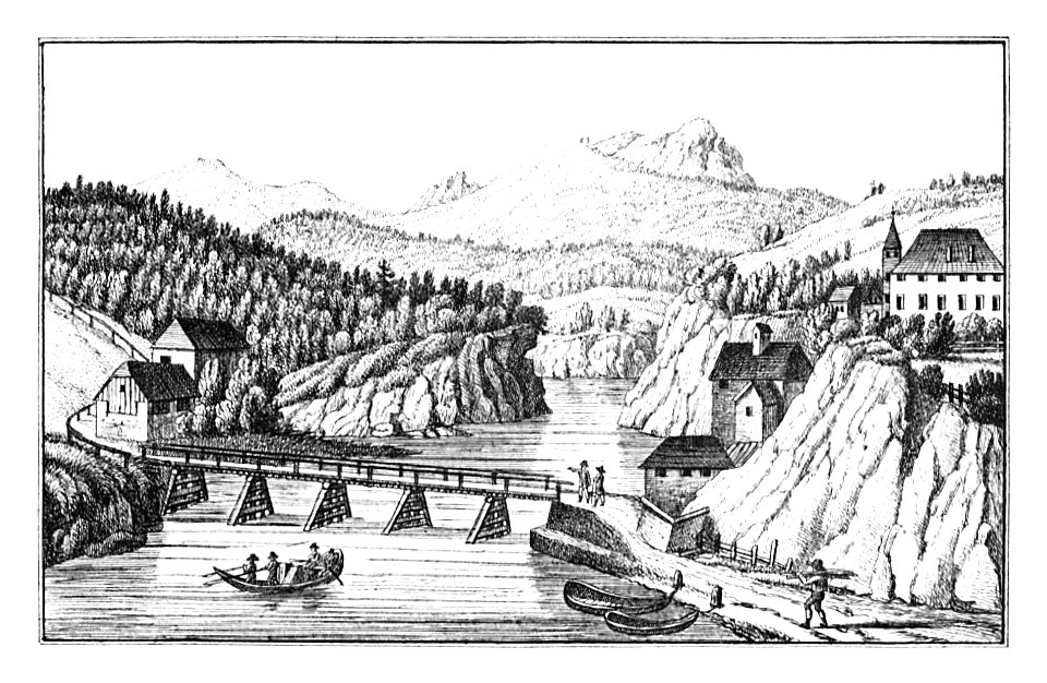 147 Schloss Kessel mit Ennstalbrücke bei Altenmarkt .S. Kölbl - J.F.Kaiser Lithografirte Ansichten der Steiermark 1830