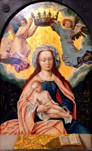 1505 Niederlande Lesende Maria mit Kind von Engeln bekrönt Historisches Museum Bamberg anagoria