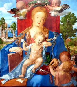 1506 Dürer Die Madonna mit dem Zeisig Gemäldegalerie Kat.Nr. 557F anagoria. Free illustration for personal and commercial use.