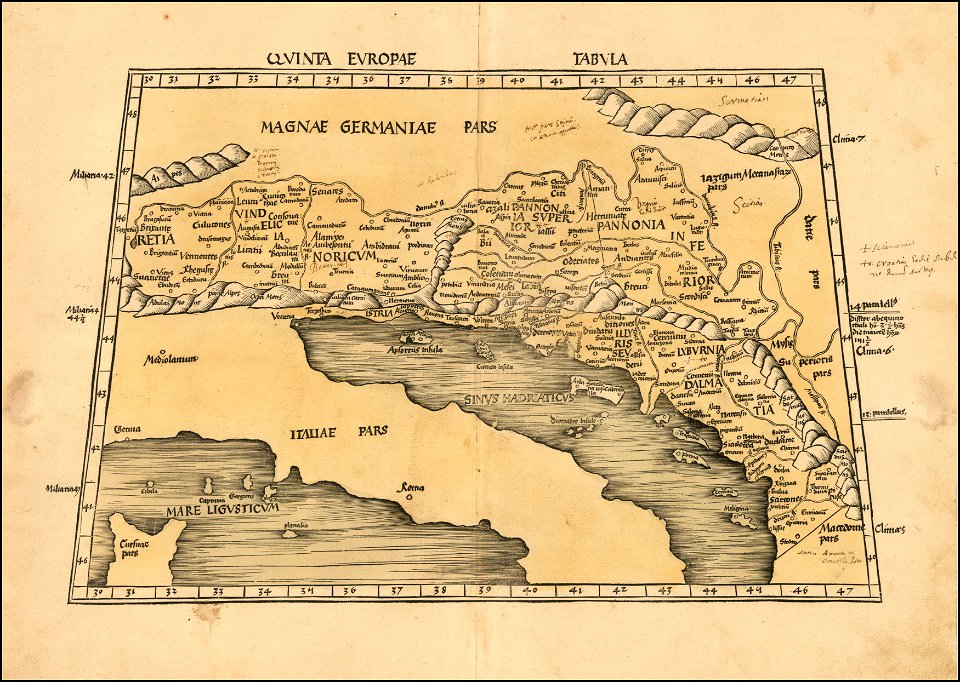 1513 Ptolemy's 5th European Map by Martin Waldseemüller