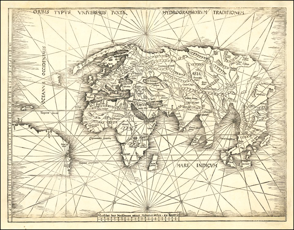 1513 map - Orbis Typus Universalis Iuxta Hydrographorum Traditionem