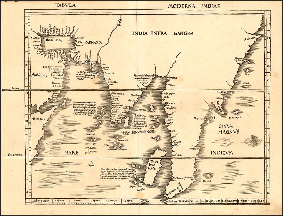 1513 map of South- and Southeast Asia by Martin Waldseemüller