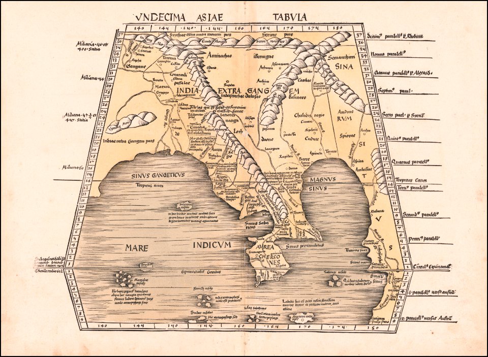 1513 of Southeast Asia, China and India map by Martin Waldseemüller