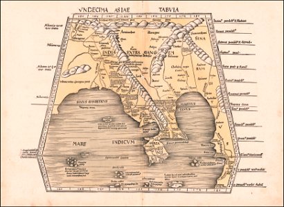 1513 of Southeast Asia, China and India map by Martin Waldseemüller