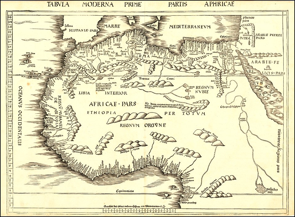 1513 map of North Africa by Martin Waldseemüller
