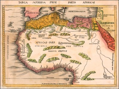 1513 map of West a nd North Africa by Martin Waldseemüller