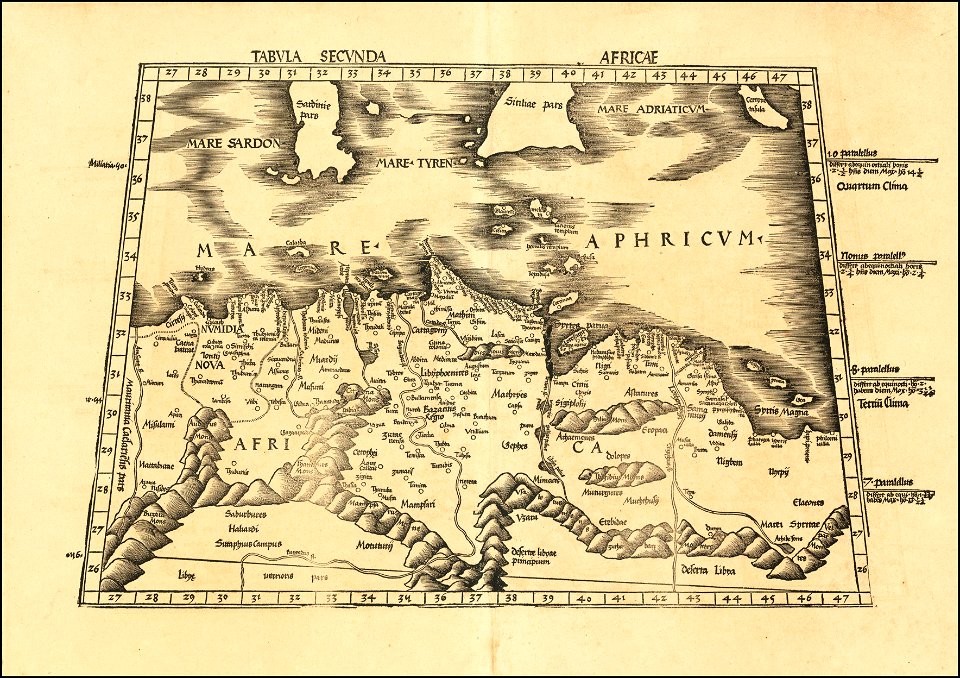 1513 Ptolemy's 2nd African Map by Martin Waldseemüller