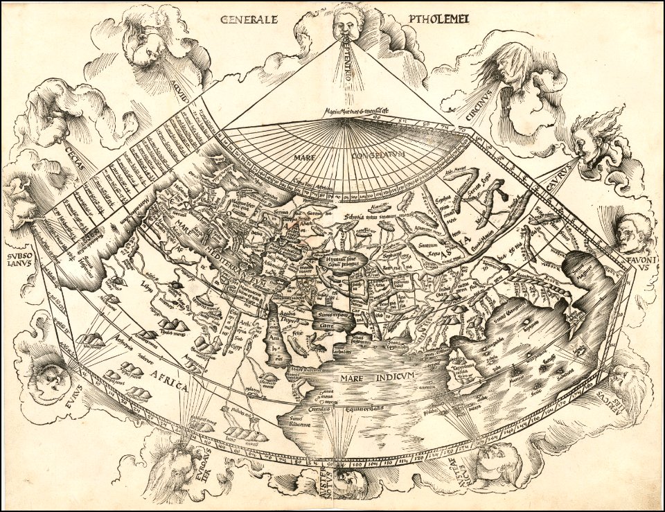 1513 Ptolemaic world map by Martin Waldseemüller