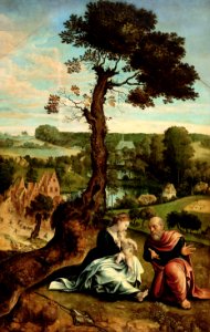 Pieter Coecke van Aelst - Rest on the Flight into Egypt. Free illustration for personal and commercial use.