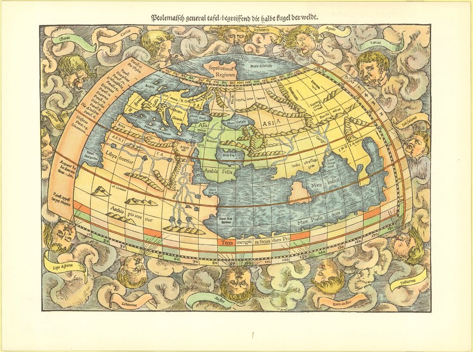 1544 Ptolemaic world map by Sebastian Münster - Free Stock ...