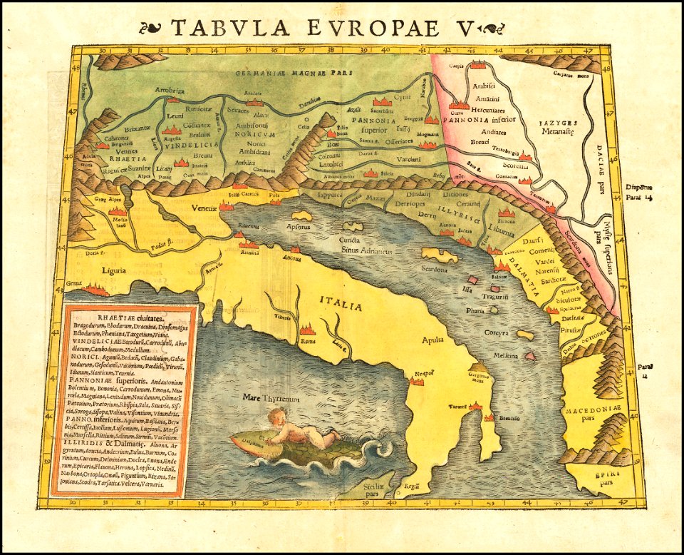 1545 Ptolemy's 5th European Map by Sebastian Munster