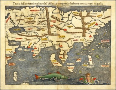 1550 map of Asia by Sebastian Münster. Free illustration for personal and commercial use.