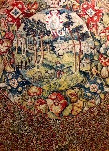 Anonymous Millefleur tapestry with medallions (detail) 01