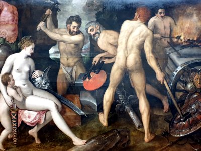 1562 Floris Venus und Amor in der Schmiede Vulkans Bodemuseum Kat. 1567 anagoria