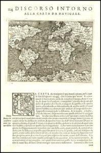 1576 map of the world by Tomasso Porcacchi