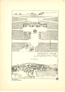158. Ferme vinicole, plan; échelle 0m002 p. m. et perspective