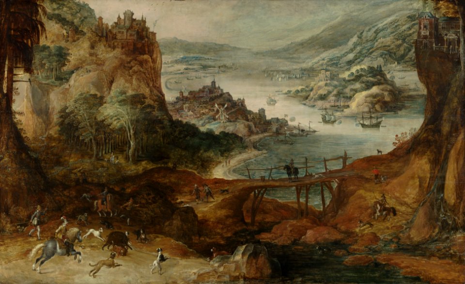 Rivierlandschap met everzwijnjacht Rijksmuseum SK-A-3949
