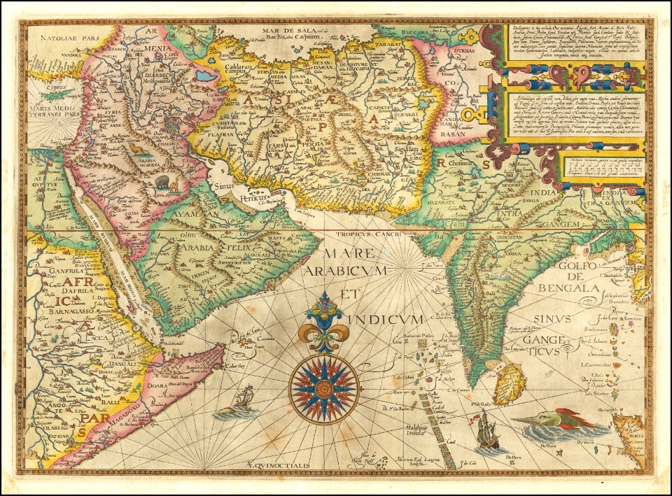 1596 map of the Middle East and the Indian Ocean