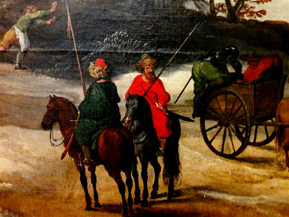 Momper Winter landscape with soldiers looting a village (detail)