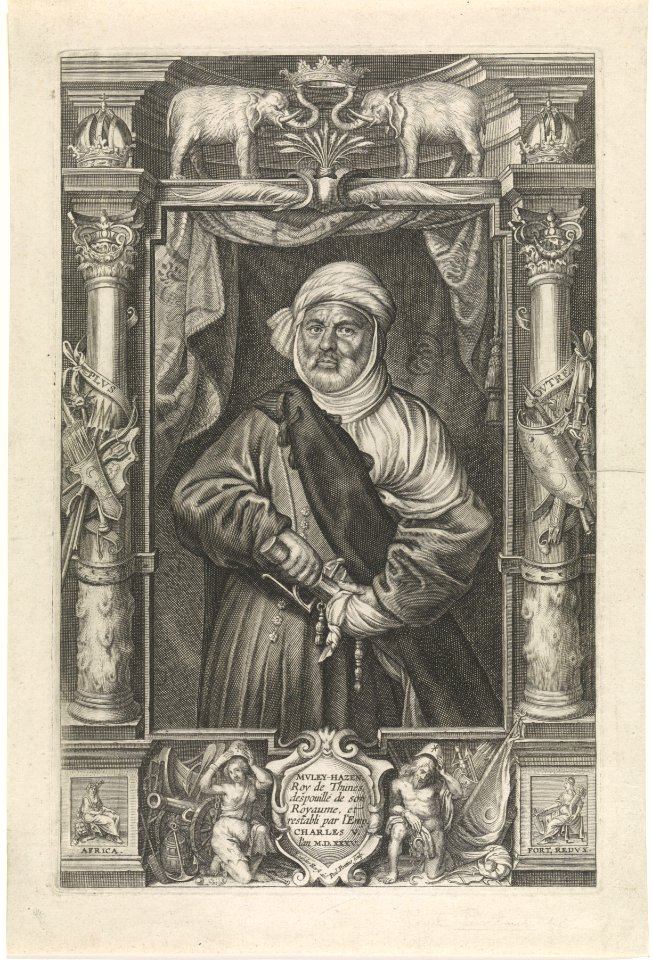 Paulus Pontius and Nicolaas van der Horst - Portrait of Mulay Hasan, King of Tunis