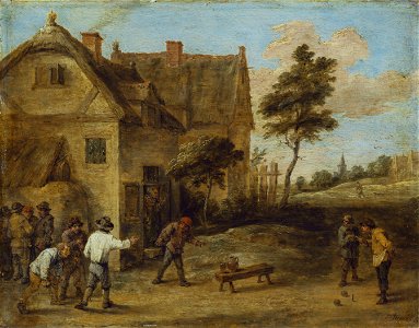 David Teniers (II) - Peasants playing a ball game