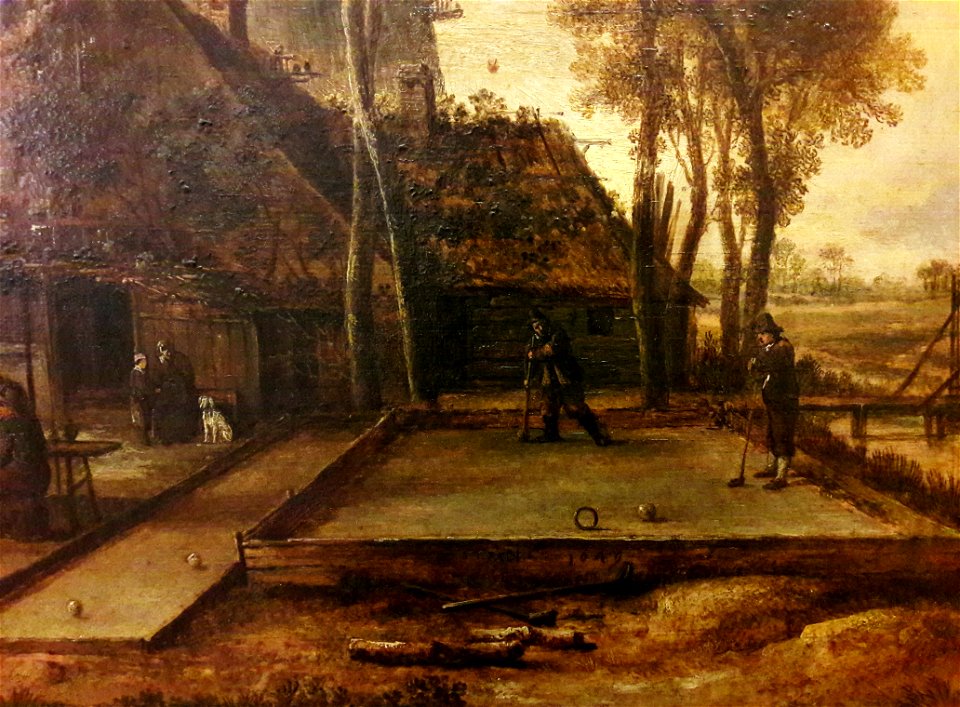 Neer Evening game of kolf in a Dutch village (detail)