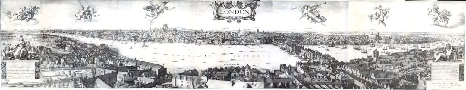 1647 Long view of London From Bankside - Wenceslaus Hollar. Free illustration for personal and commercial use.