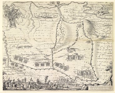Wenceslaus Hollar, Jacob van Werden - Siege of Landrecies, lower right