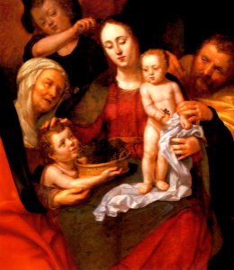 Pieter van Lint - Holy Family with St Elizabeth and St John the Baptist. Free illustration for personal and commercial use.