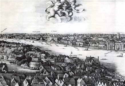 1647 Long view of London From Bankside - Wenceslaus Hollar (cropped). Free illustration for personal and commercial use.