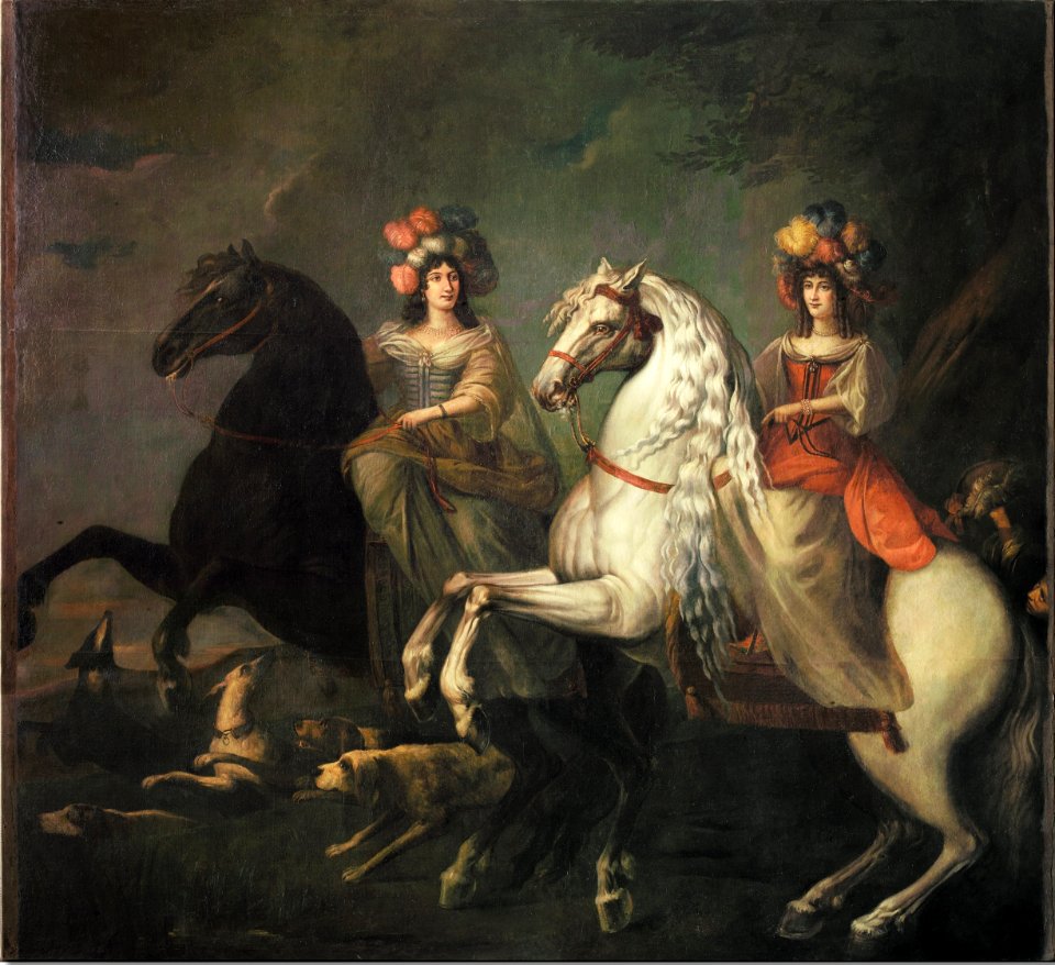 Balthasar Matthyssens - Equestrian portraits of Caterina Isnarda, Marchioness of Caluso, en Delibera Eleonora San Martino di Parella, Marchioness of Rhodos