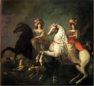 Balthasar Matthyssens - Equestrian portraits of Caterina Isnarda, Marchioness of Caluso, en Delibera Eleonora San Martino di Parella, Marchioness of Rhodos