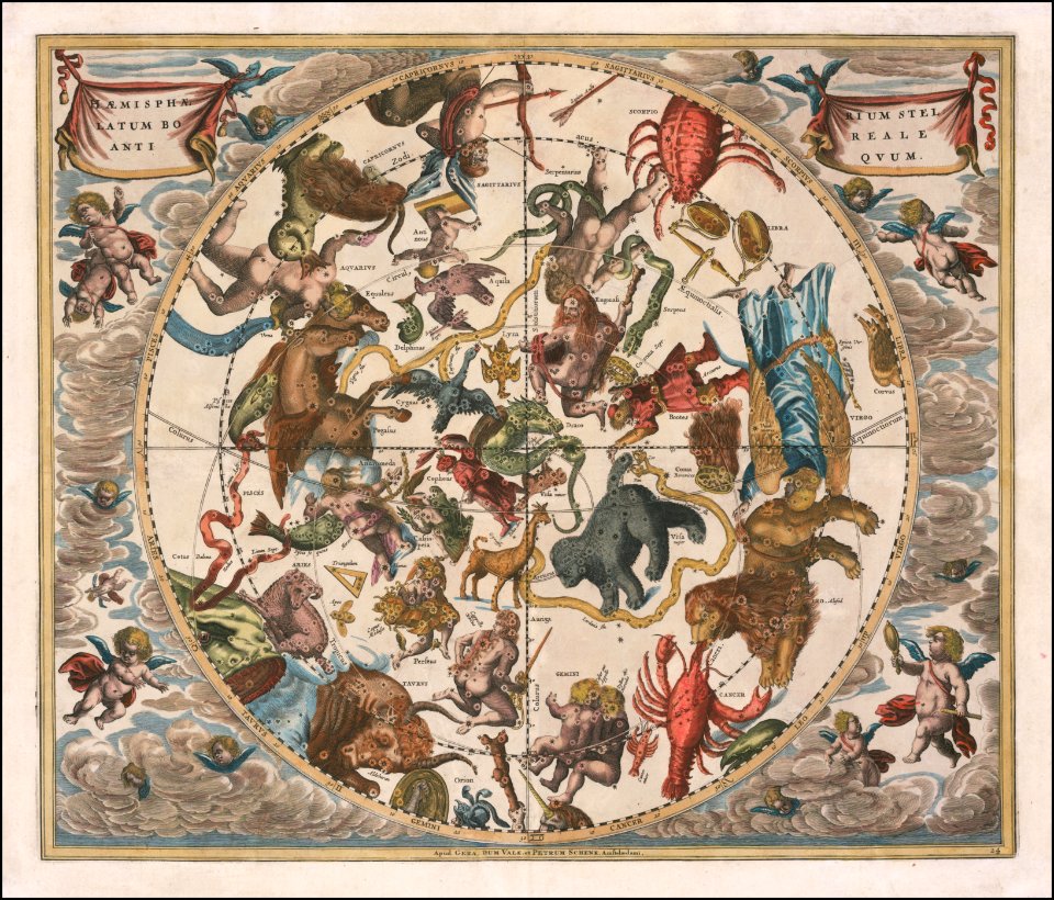 1660 celestial map - Haemisphaerium Stellatum Boreale Antiquum
