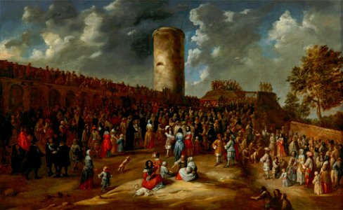 Gillis van Tilborgh - An archery competition outside the walls of a town