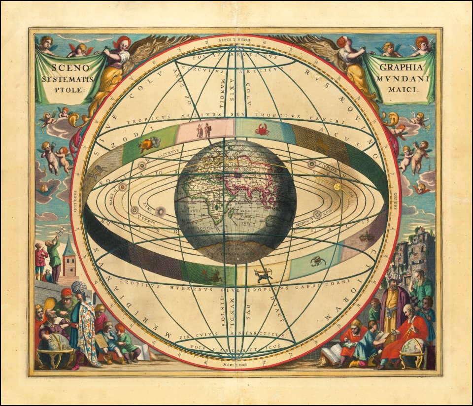 1660 celestial map - Scenographia Systematis Mundani Ptolemaici