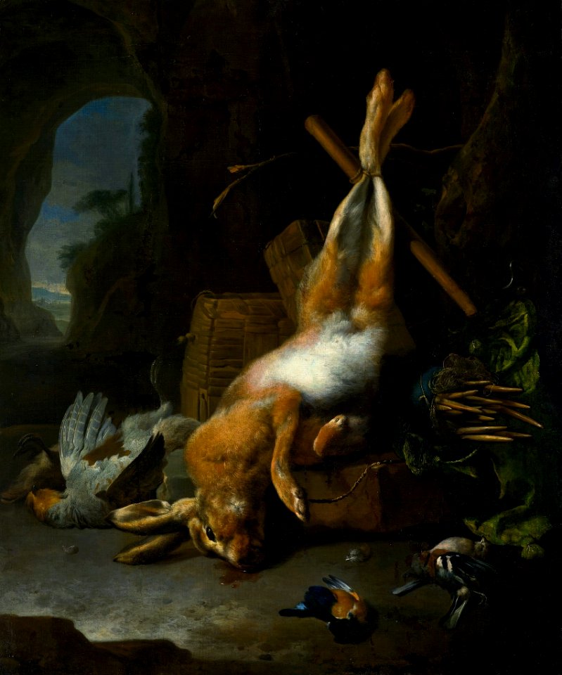 Hondecoeter Still life with the hunting trophy