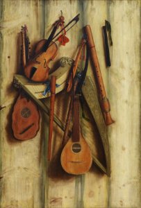 Franciscus Gijsbrechts - Board Partition with Musical Instruments. Trompe l'oeil - KMS3073 - Statens Museum for Kunst