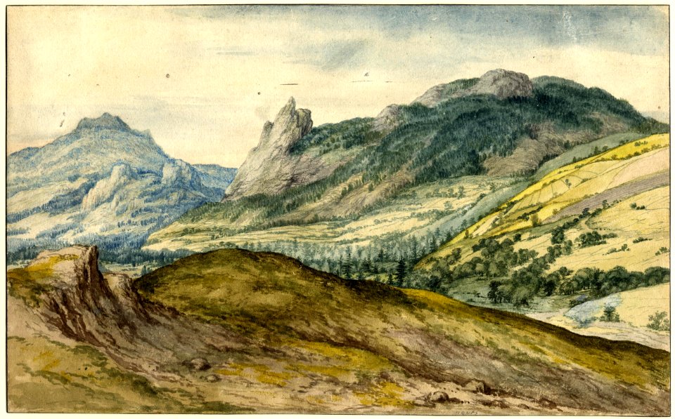 Jan Siberechts - Mountainous landscape with a valley of wooded and rocky slopes