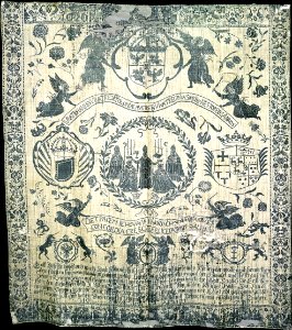 Gdańsk Tablecloth with coronation of John III Sobieski. Free illustration for personal and commercial use.