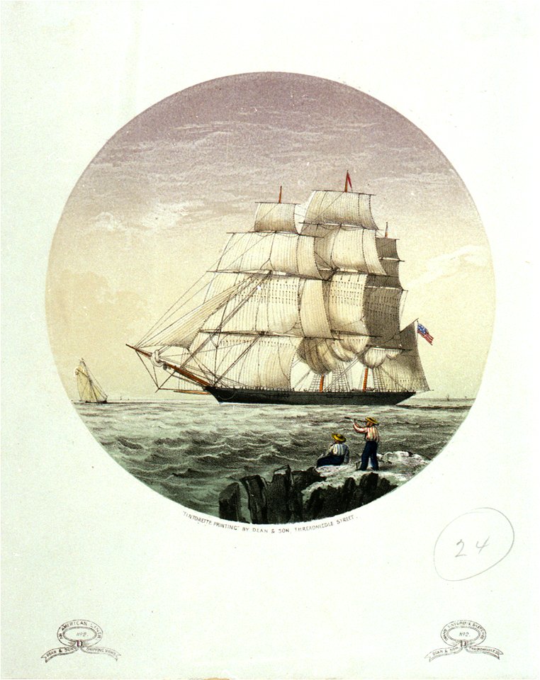 American Liner (ca.1860) No 2 Dean and Son's Shipping Views. Dean's tintorette sketches No.2. Dean and Son Threadneedle St RMG PU6469