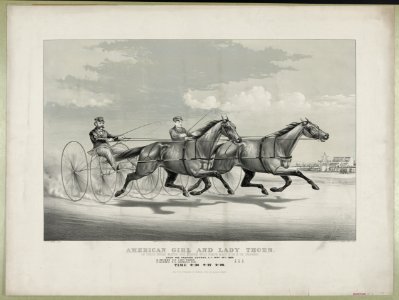 American Girl and Lady Thorn- in their great match for $2000 mile heats best 3 in 5 to wagons. Over the fashion course, L.I. May 10th 1869 LCCN90708549