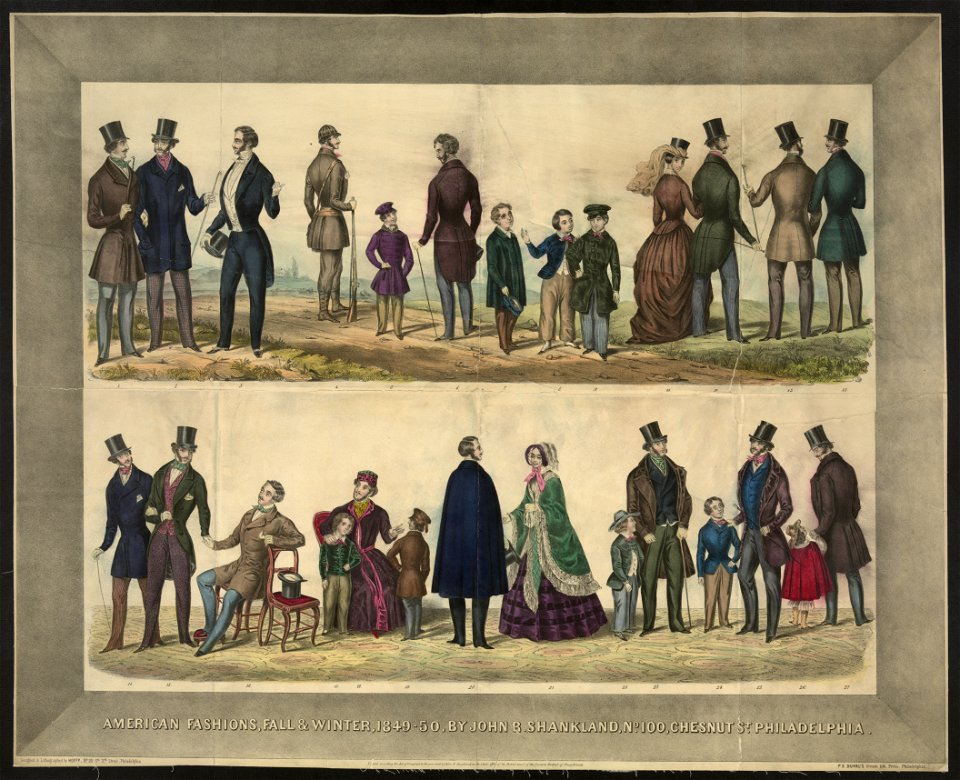 American fashions, fall & winter 1849-50, by John R. Shankland, no. 100, Chesnut St. Philadelphia - designed & lithographed by Hoffy, No. 20 Sth. 3rd. Street, Philadelphia ; P.S. Duval's LCCN2011645612