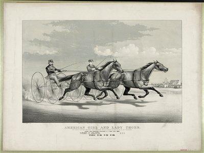 American Girl and Lady Thorn- in their great match for $2000 mile heats best 3 in 5 to wagons. Over the fashion course, L.I. May 10th 1869 LCCN90708549. Free illustration for personal and commercial use.