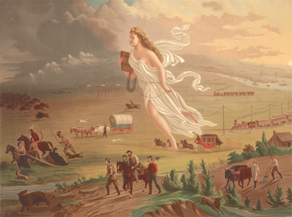 American Progress (1872) by John Gast. Free illustration for personal and commercial use.