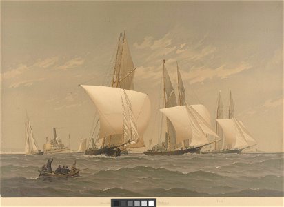 American Yachts Plate II. Henrietta, Fleetwing and Vesta, Sandy Hook to the Needles - 1866 RMG PY8762. Free illustration for personal and commercial use.
