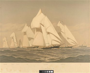 American Yachts Plate XII. Sharp-Shooter, Negus, Reindeer, Clio, Dreadnought and Enchantress. Over the Cape May Course - 1873 RMG PY8782