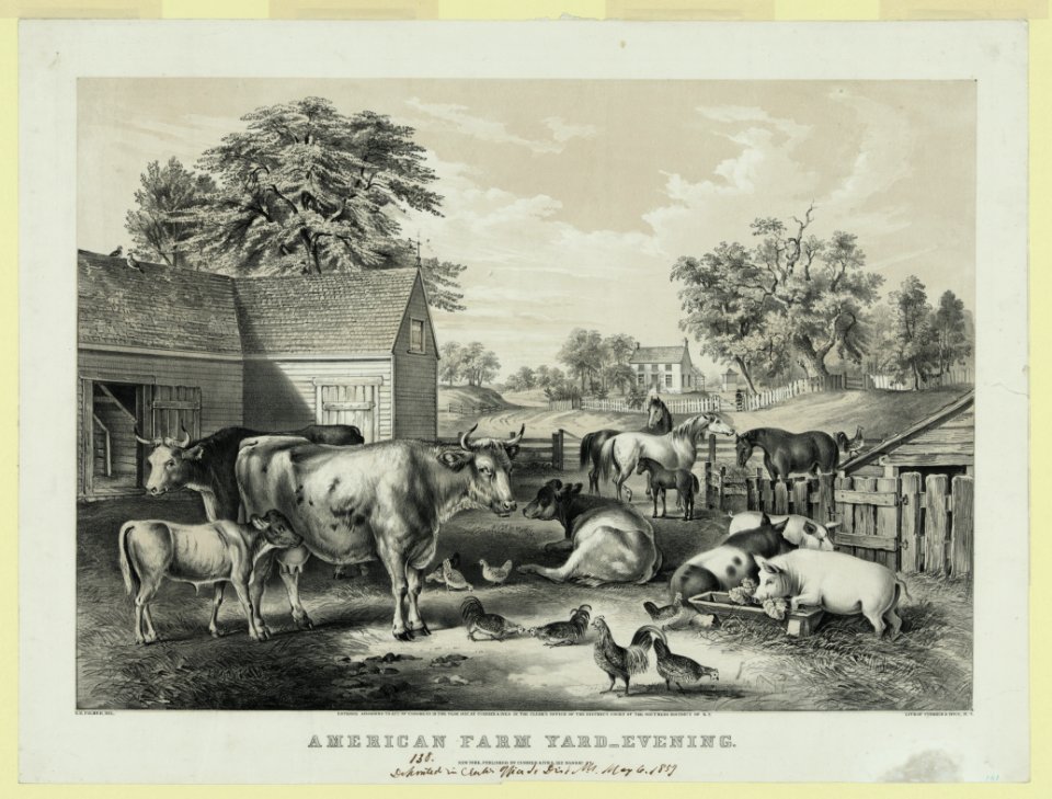 American farm yard-evening - F.E. (sic) Palmer, del. ; lith. of Currier & Ives, N.Y. LCCN90708508