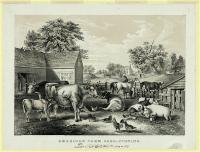 American farm yard-evening - F.E. (sic) Palmer, del. ; lith. of Currier & Ives, N.Y. LCCN90708508