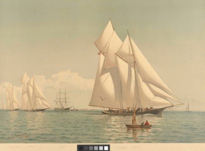 American Yachts Plate XVI. Countess of Dufferin, America, Grant and Madeleine. A Stern Chase and a Long one - 1876 RMG PY8774