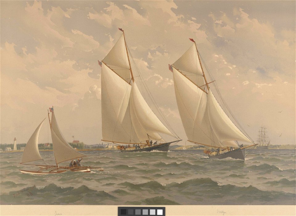 American Yachts. Plate III An Old Rendezvous - New London Jessie, Julia, Valkyr St Mary's RMG PY8727